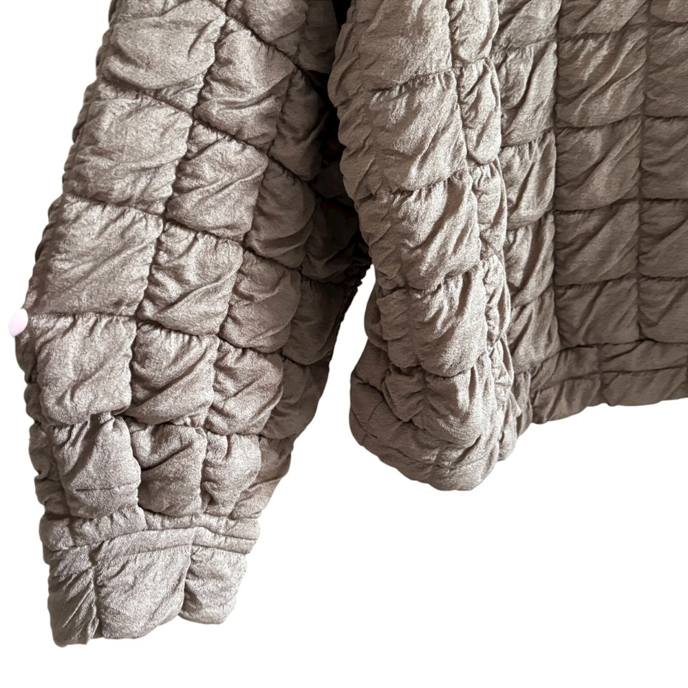 Zara Quilted Pullover Crewneck Sweatshirt Top Xl Taupe - Picture 6 of 8